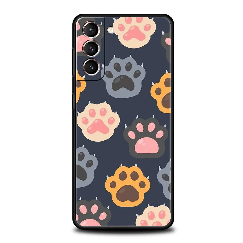 Cute Cat Phone Case For Samsung Galaxy S24 S23 S22 S20 Ultra S21 FE 5G S10 S9 Plus S10E S8 Soft Silicone Cover