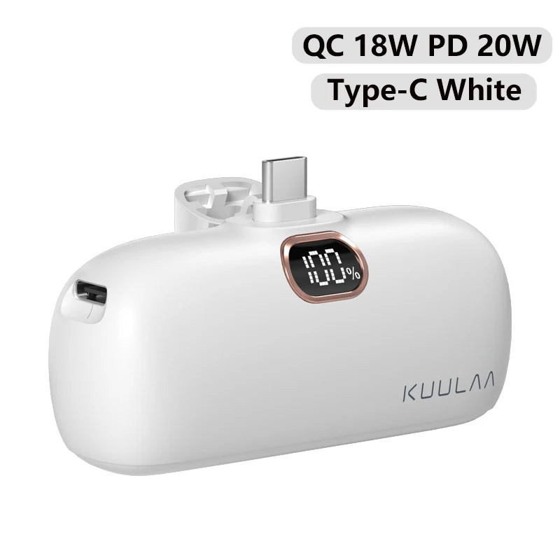 KUULAA Mini Power Bank 5000mAh PowerBank QC PD Fast Charging For iPhone 15 14 13 Batterie Externe Portable Charger For Xiaomi Mi