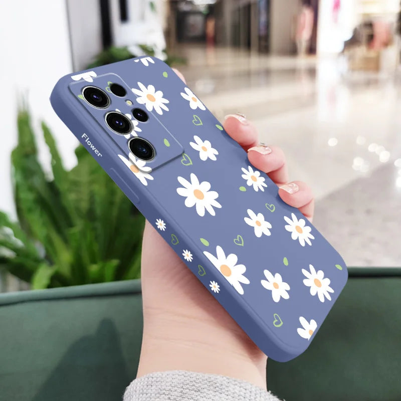 Tender Daisy Phone Case For Samsung Galaxy S25 S24 S23 S22 S21 S20 S10 S10E Ultra Plus FE Note 20 Ultra Plus Cover