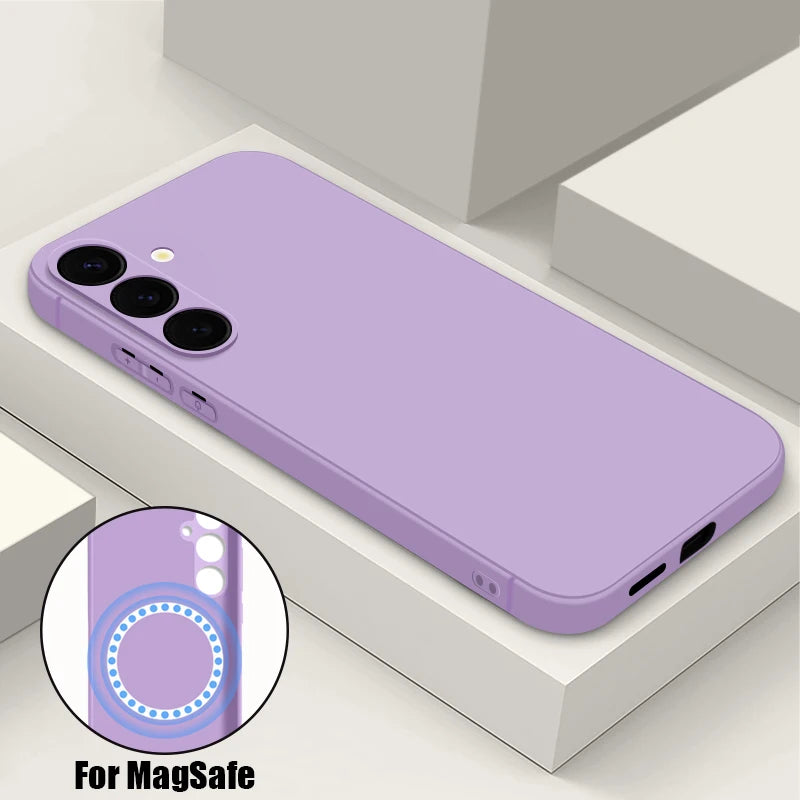For Samsung Galaxy S26 S24 S23 S22 S21 S25 Ultra Plus S25 S24 S23 FE Case Luxury Magnetic For Magsafe Wireless Charge Soft Cover