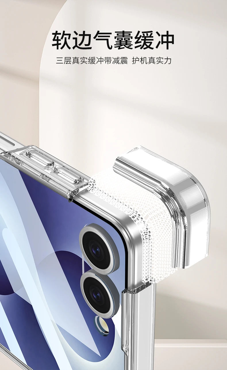 For Samsung Galaxy Z Flip 8 Case Transparent Magnetic Wireless Charging Hinge With Mirror Film Shockproof Back Cover Accessories