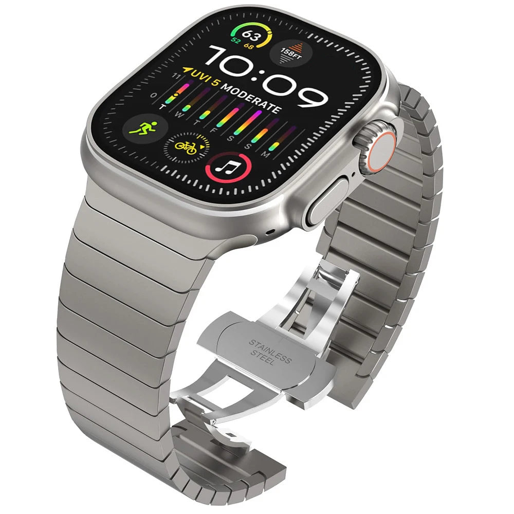 Metal Band For Apple Watch 46mm Strap Stainless Steel Watchband For Iwatch Series 12 11 10 Ultra 49mm 42/44/45mm Business Correa