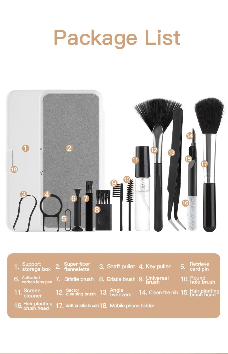 Multi-function Phone Tablet Keyboard Cleaning Kit for iPhone and AirPod headphone Brush Keyremover screen cleaner