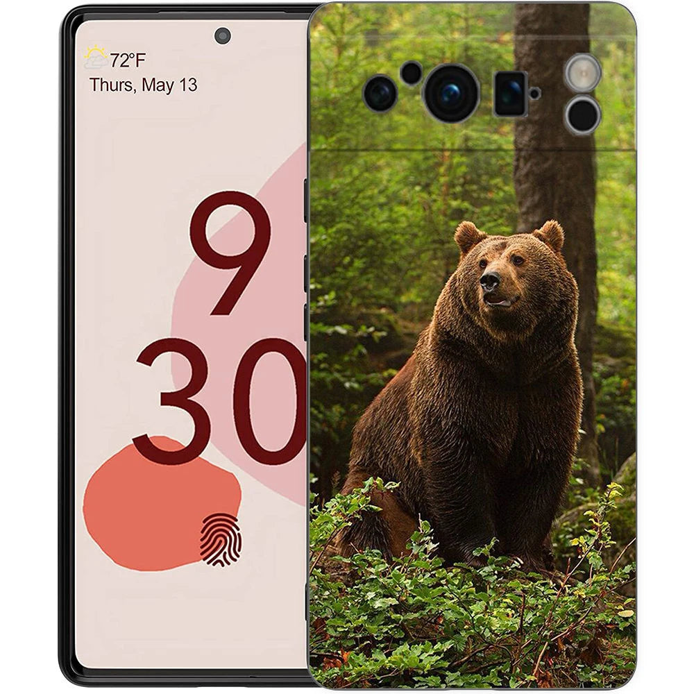 Cartoon Animal Bear Fox Squirrel Phone Case For Google Pixel 10 9 8 7 6 Pro XL 9A 8A 6A 7A 5G Soft Shockproof TPU Black Cover