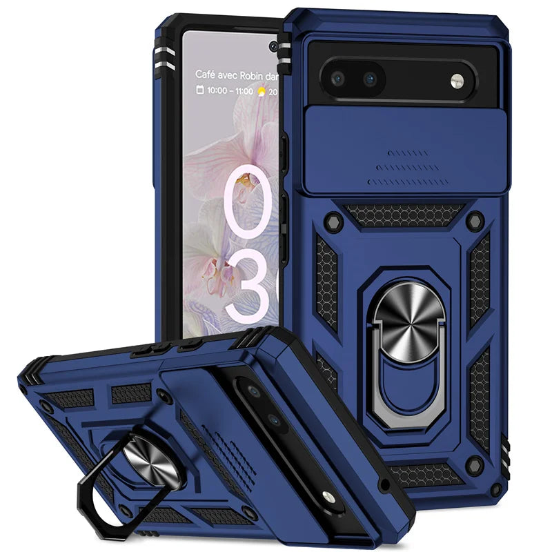 Slide Camera Protect Cover For Google Pixel 10 ProXL 9 8 7 Pro Magnetic Ring Holder Shockproof Armor Phone Case For Pixel 6 7 8A