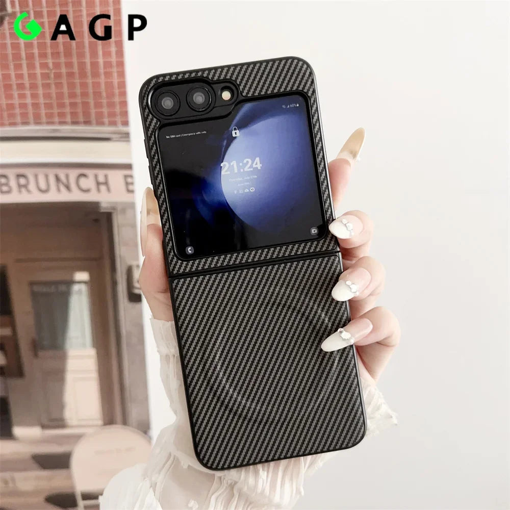 Carbon fiber Skin for Magsafe Case for Samsung Galaxy Z Flip 7 3 4 5 Flip6 Flip5 Flip 8 6 Magnetic Wireless Charging thin Cover