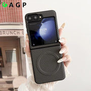 Carbon fiber Skin for Magsafe Case for Samsung Galaxy Z Flip 7 3 4 5 Flip6 Flip5 Flip 8 6 Magnetic Wireless Charging thin Cover