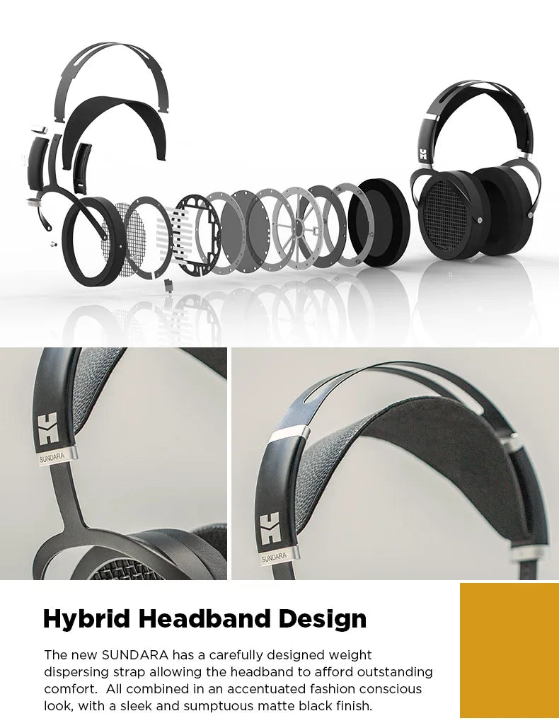 HIFIMAN SUNDARA Over-Ear Full-Size Planar Magnetic Headphones (Black) with High Fidelity Design Metal Casing