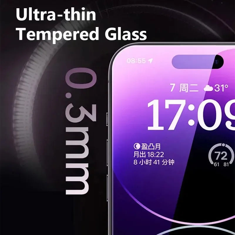 1Pcs iPhone 15 14 13 12 11 16 17 Pro Max X XS Max XR 8 7 Plus 16e 17Air 14 15 16 Plus Tempered glass screen protector film