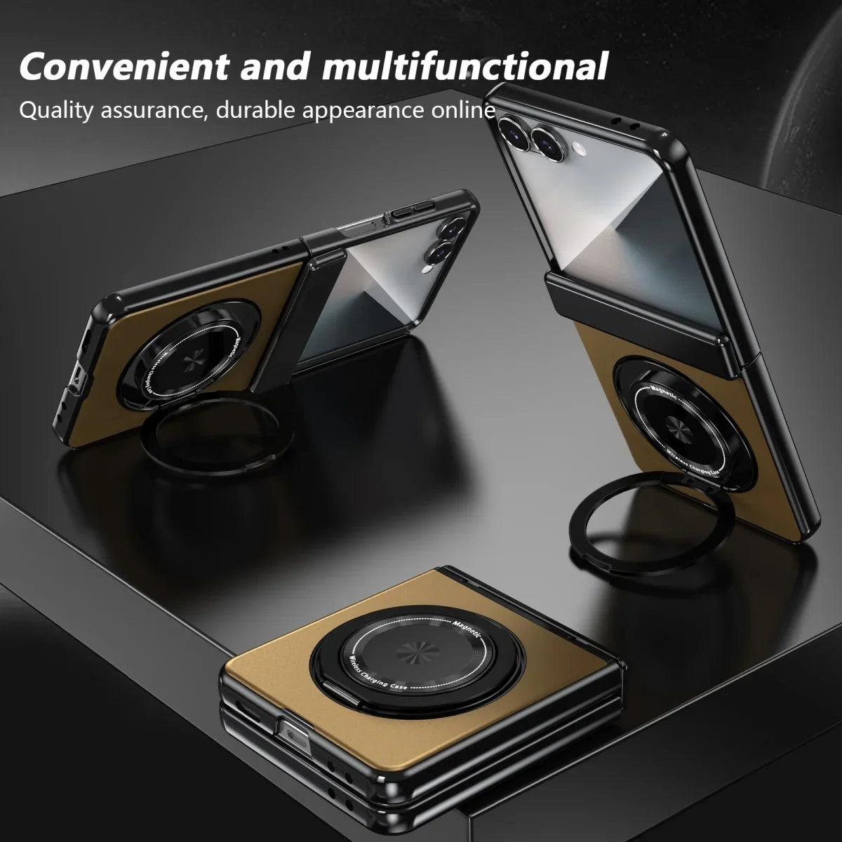 360° Rotating Ring Stand Magnetic Hinge Protective Phone Case for Samsung Galaxy Z Flip 8 7 FE 6 5 4 3 with Screen Film Cover