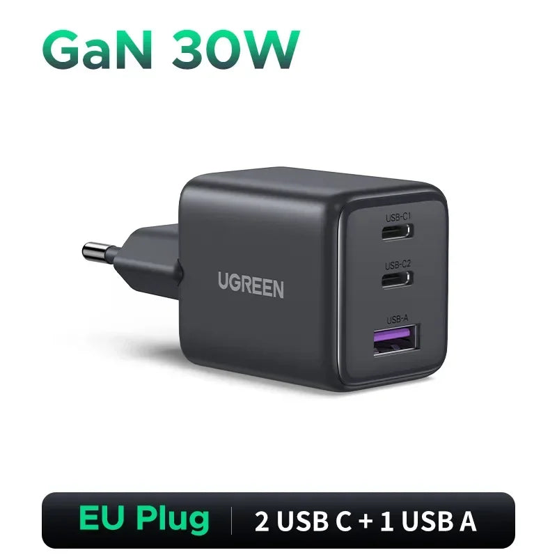 UGREEN 45W/30W/25W/20W GaN Charger PD3.0 PPS QC3.0 USB C Fast Charger For Samsung S26 iPhone 17 16 15 Pro Max iPad Xiaomi Tablet