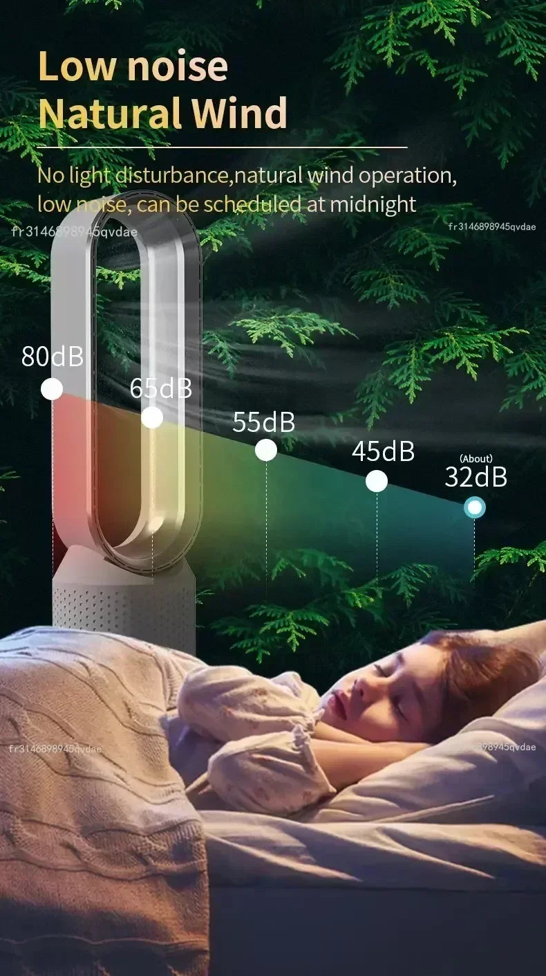 2026 Space Saving Bladeless Tower Fan Energy Saving Air Purifier Circulator Ultra Quiet Fan for Home Dorm Office