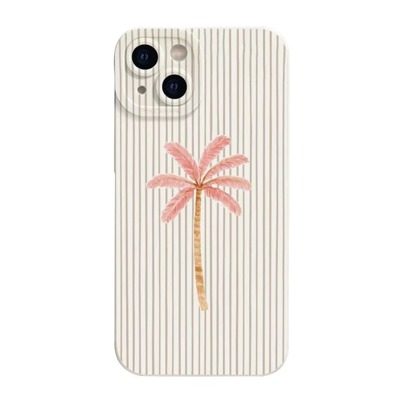 Palm Tree Stripes Pattern Silicone Phone Case For Samsung Galaxy S26 S25 S24 S23 Ultra S22 S21 S20 Plus FE A35 A55 Soft Cover