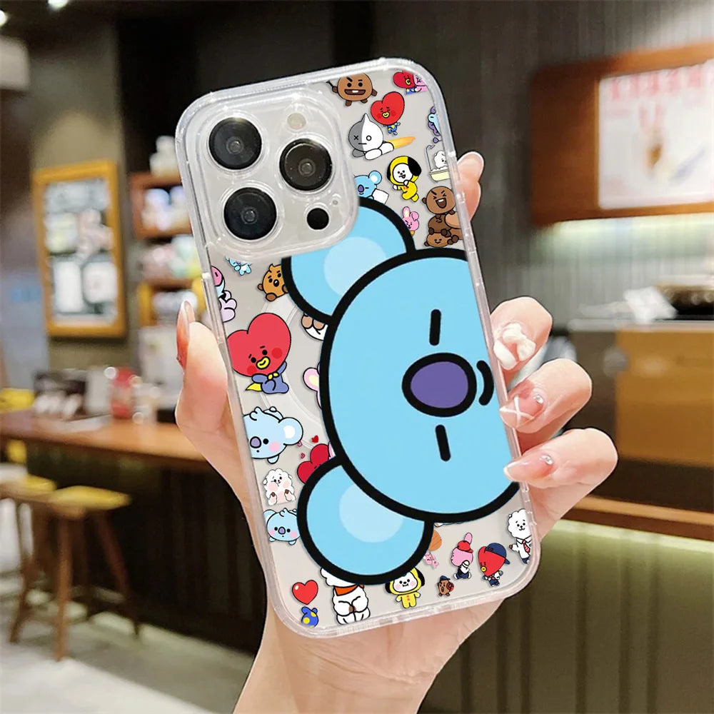 NEW Cartoon  B-BTS Magnetic Phone Case for iPhone 17 16 15 14 13 12 11 8 7 Air Plus Pro Max X XR XSMax Soft Clear Tpu Cover