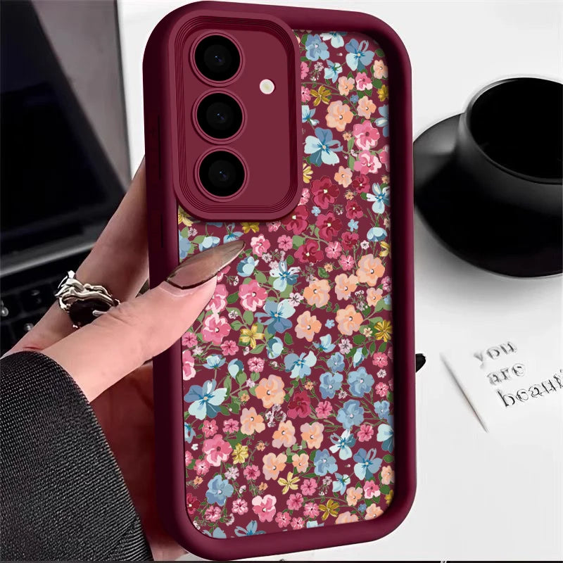 Small Flowers Soft Phone Case For Samsung Galaxy S25 Edge S26 S24 S23 S22 Ultra S24 S25 FE A57 A37 A17 A56 A15 A53 A54 A55 Cover