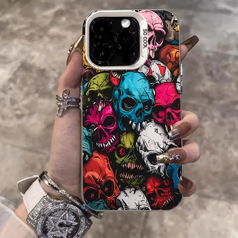 Happy Halloween Colorful Skull Pattern Phone Case For Samsung Galaxy S20 S21 S22 S23 S24 S25 Plus Ultra FE A35 A54 A55 Cover