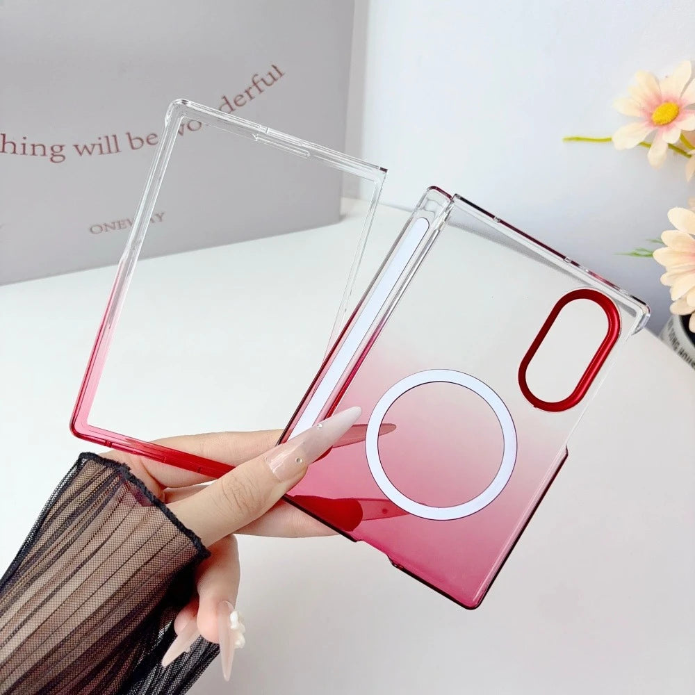 Luxury Gradient Color Clear Slim for Magsafe Case For Samsung Z Fold 8 Ultra 7 6 5 Fold8 Wide Ultra Thin Hinge Protection Cover