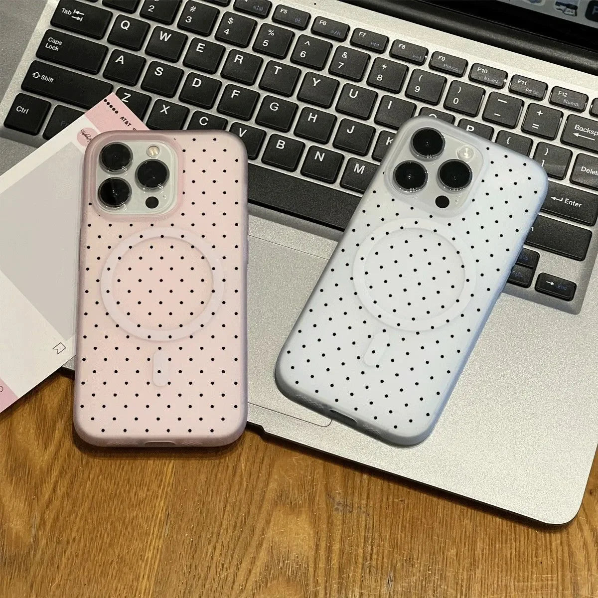 Black Polka Dot For Magnetic Wireless Charging Phone Case For iPhone 17 16 15 14 13 12 11 Pro Max PLUS 17air 16e Matte Cover