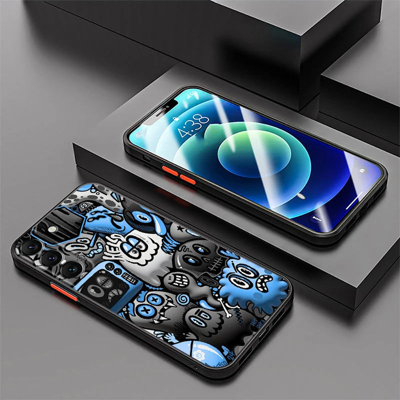 Case for Samsung Galaxy S23 FE Note 20 Ultra 10+ S21 S26 S25 Ultra S20 FE S22 S24 Plus Funda Back Phone Cover Graffiti Black