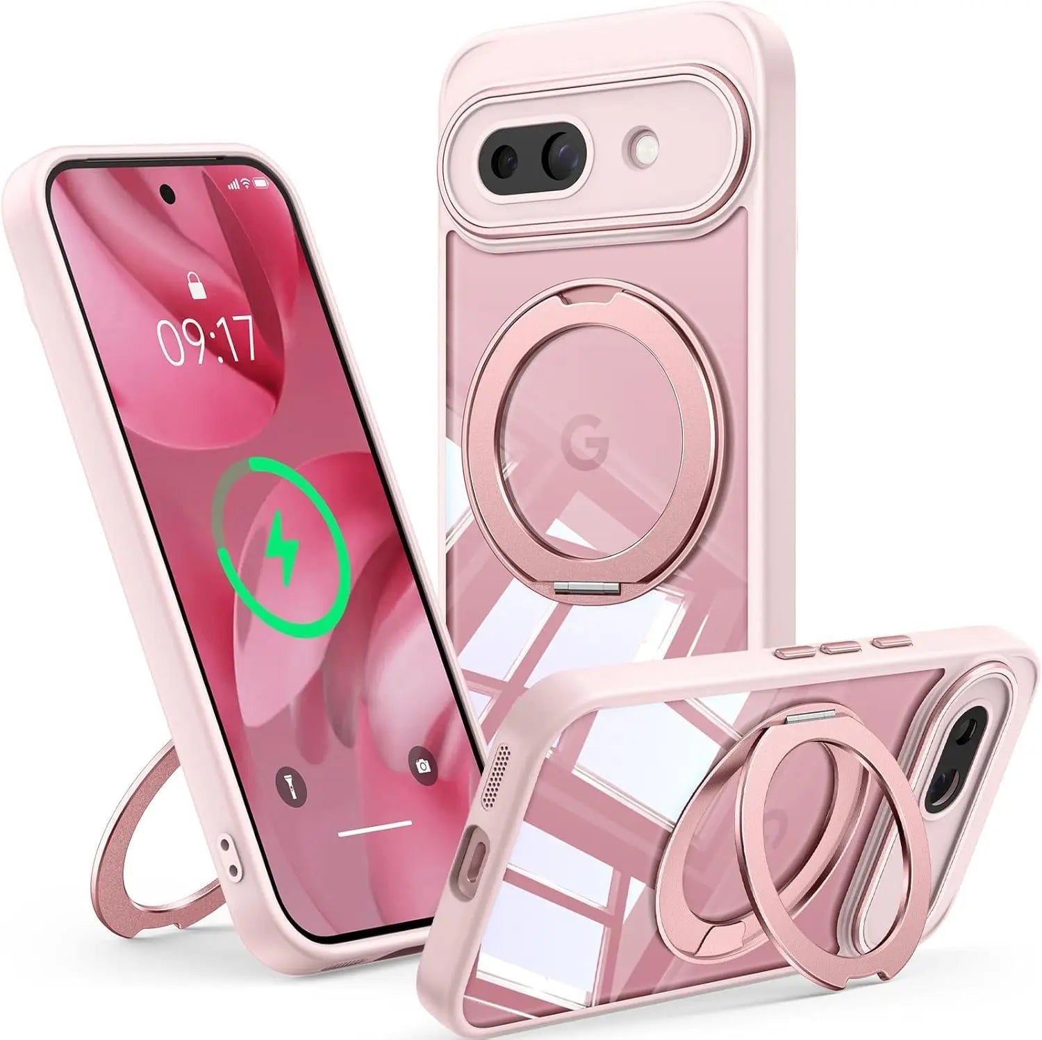 360 Rotate Magnetic Bracket for Magsafe Case for Google Pixel 10 9 8 Pro XL 8A 9A 10A Plating Camera Hard Transparent Back Cover