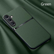 Back Leather Case Cover for Samsung Galaxy S25 S24 S23 Ultra Plus S25FE S24FE Car Holder Magnetic Leather Case Cellphone Coques