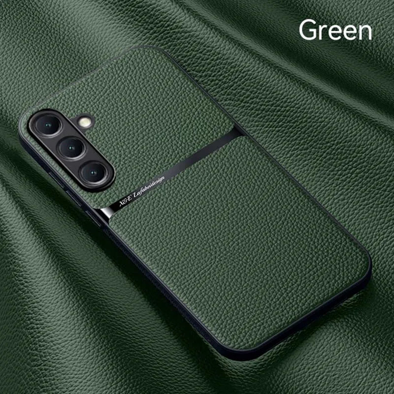 Back Leather Case Cover for Samsung Galaxy S25 S24 S23 Ultra Plus S25FE S24FE Car Holder Magnetic Leather Case Cellphone Coques