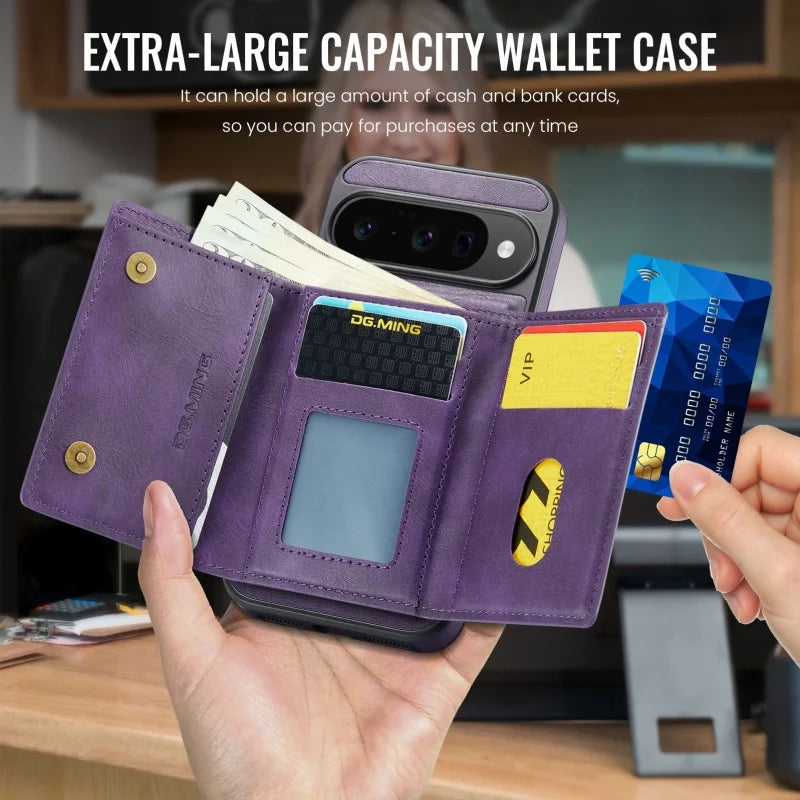 Dg.ming Magnetic Leather Wallet Phone Case For Google Pixel 10 Pro Xl Pro 9 8 2 In 1 Detachable Flip Card Funda Cover Coque Etui