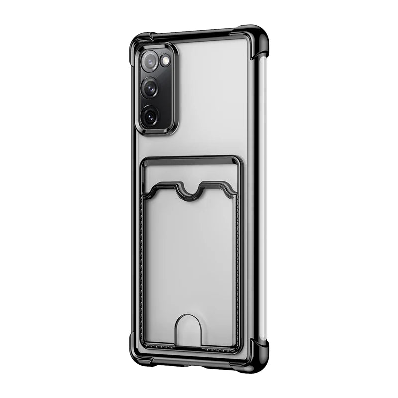 Luxury Shockproof Phone Case For Samsung Galaxy S25 Edge S24 S23 S22 S21 S20 FE Note 20 Ultra 9 Transparent Card Slot Bag Cover