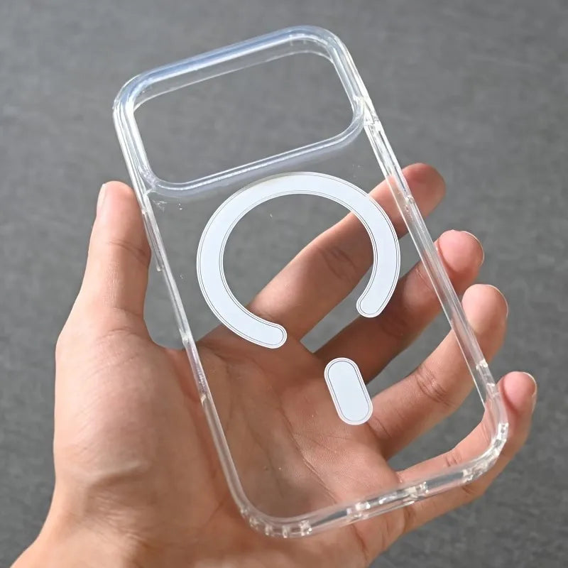 For Magesafe Magnetic Transparent Wireless Charge Case For iPhone 11 12 13 14 15 16 17 Pro Max Plus Mini Air Shockproof PC Cover