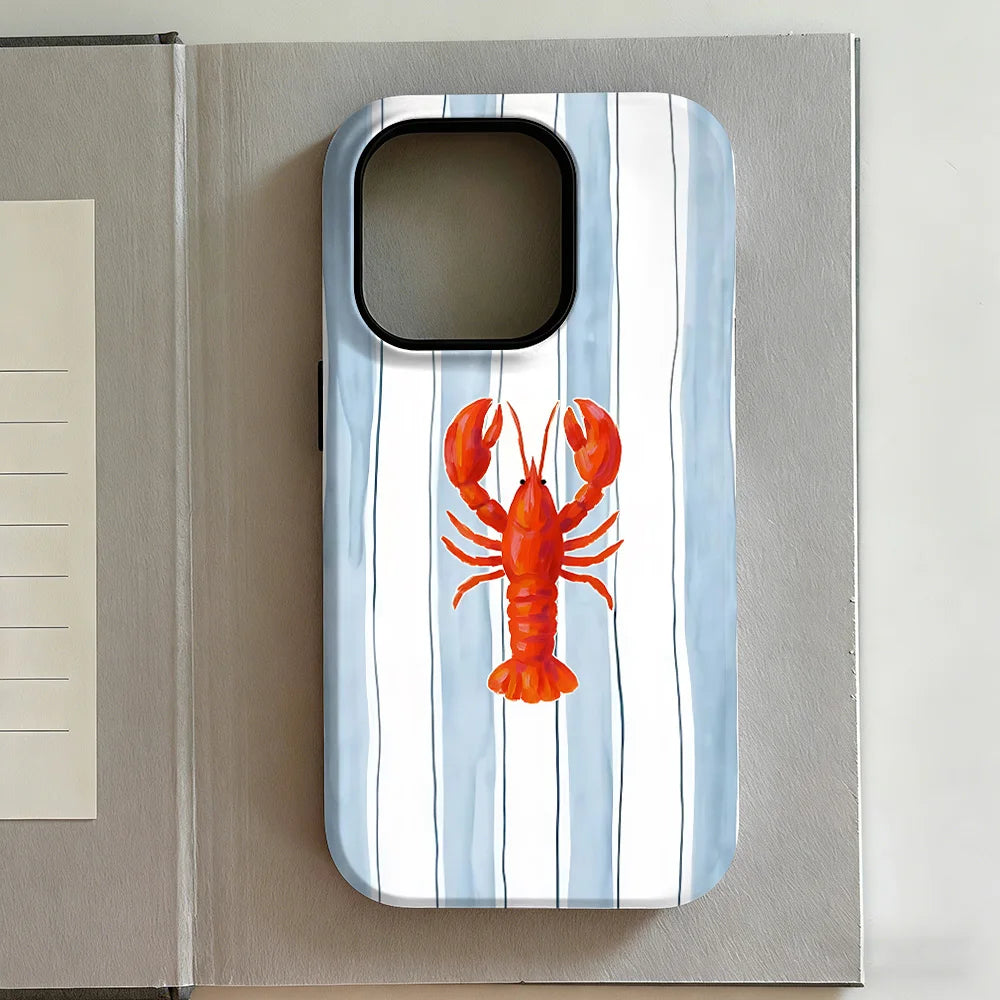 Striped Canned Fish Phone Case for iPhone 17 16e 16 15 14 13 12 11 X XS XR XSMAX 7 8 Air Pro Max Plus Luxury Double-layer