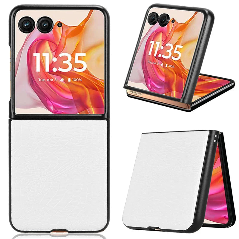For Motorola Razr 50 Ultra Feels Smooth Fashion Crocodile Pattern PU Leather Hard Back Cover for Moto Razr Plus 2024 Phone Case