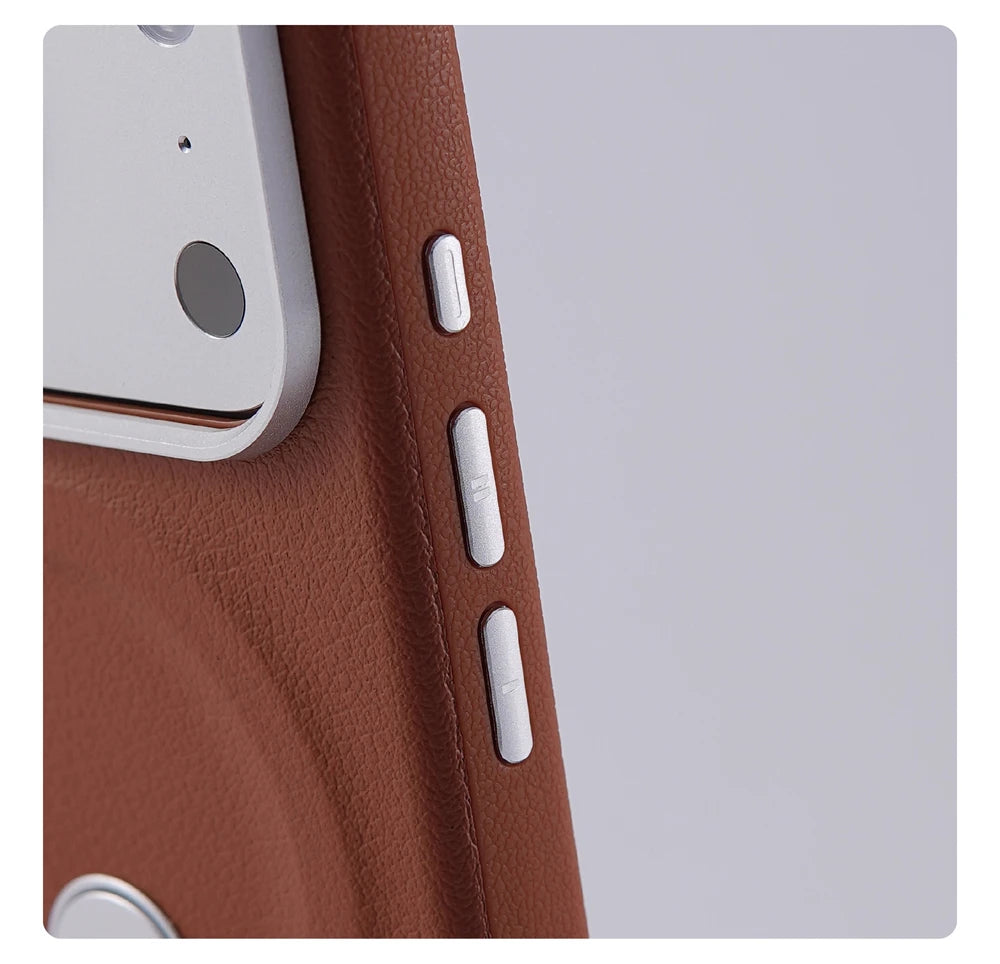 Luxury Rotation KickStand Business Leather Case For iPhone 18 17 Pro Max 16 15 14 13 For MagSafe Magnetic Matte Shockproof Cover