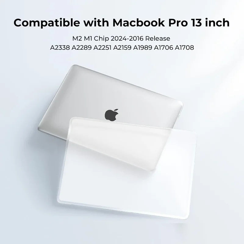 100% ultra-clear, shatterproof shell for 13" MacBook Pro (M2/M1 2025, 2022-2017 A2159, A1706)–sturdy, cushioned, resists scratch