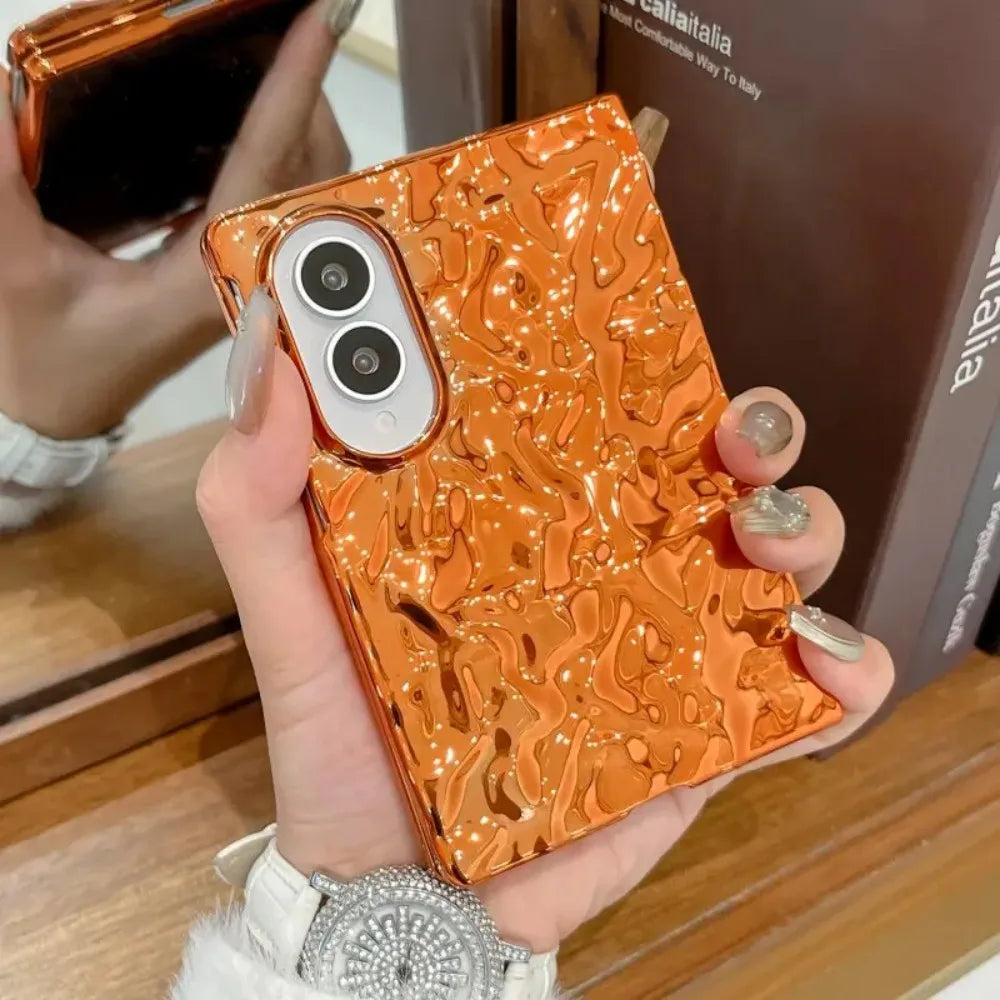 Luxury Plating Water Ripple Advanced Phone Cases for Samsung Galaxy Z Fold 8 Ultra 7 6 5 4 Fold8 Shockproor Ultra-thin PC Cover