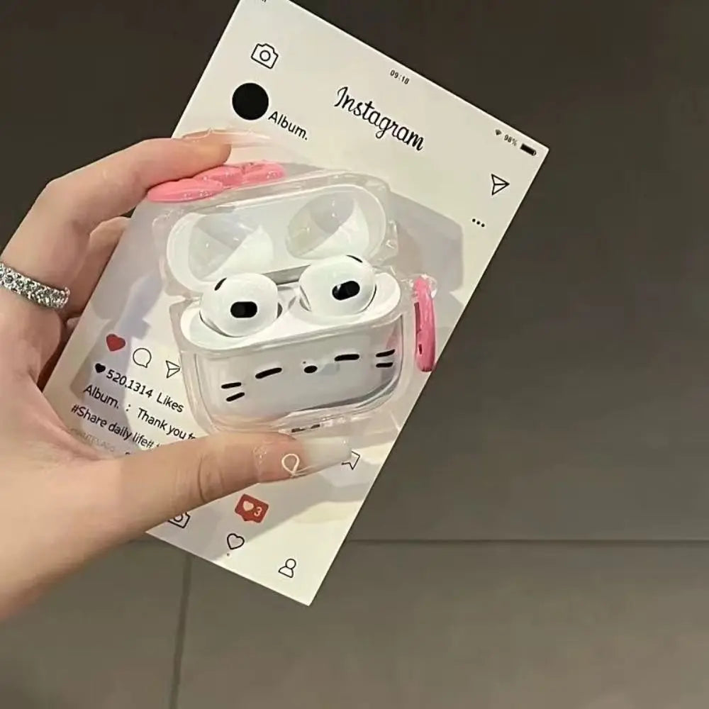 Dustproof Anti-Fall Sleepy Cat Earphone Case with Keyring Earbuds Cover Anti-scratch Shockproof for Airpods 4 3 2 1/ Pro/Pro2