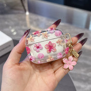 Glamorous Floral Pattern Wireless Bluetooth Case For AirPods1/2 AirPods 3/4 pro And pro2 TPU Headphone Covers With Keychain