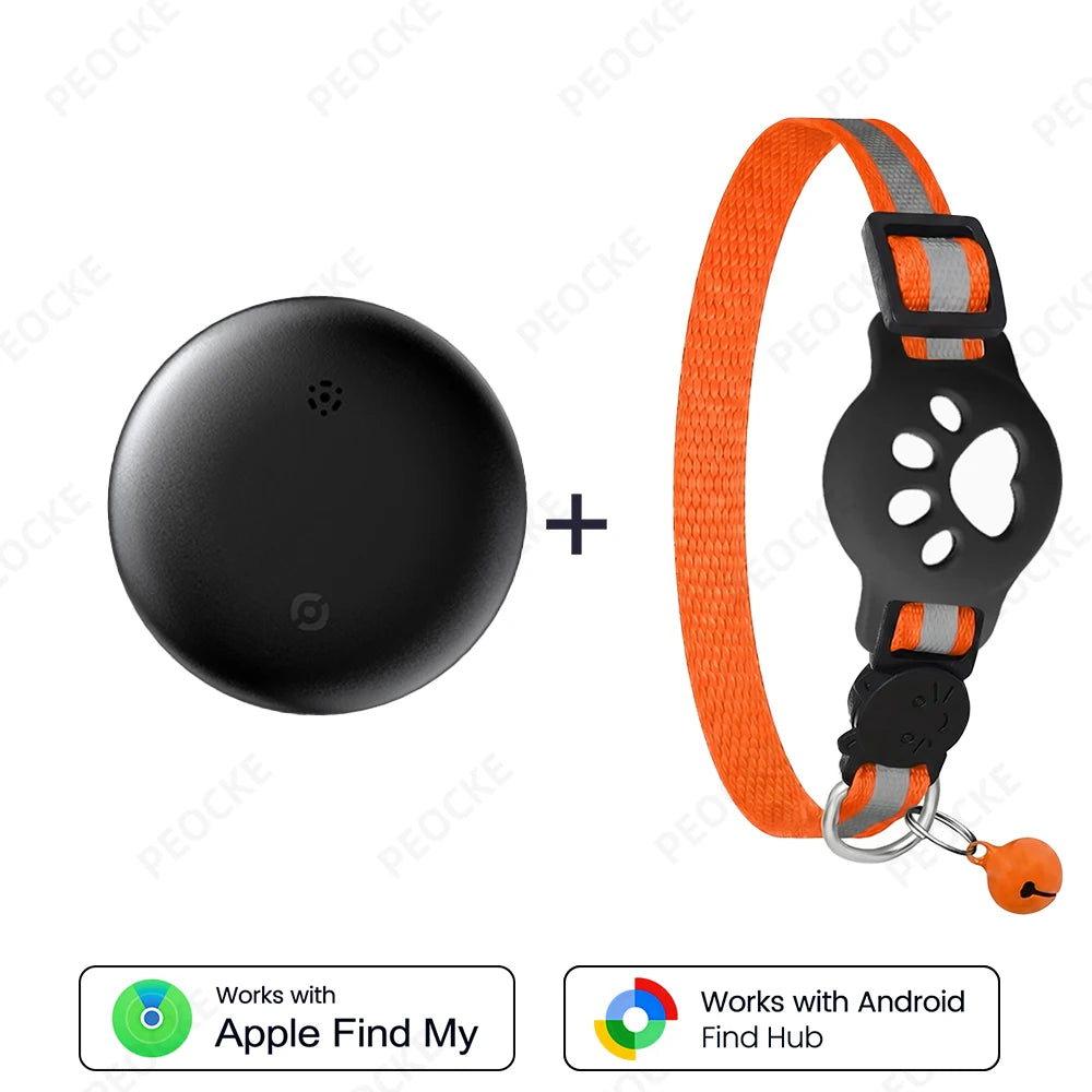 Dual System Pet Smart Tracker Tag With Cat Collar Android/iOS Anti-Lost GPS Tracker Works With Apple Find My /Google Find Hub
