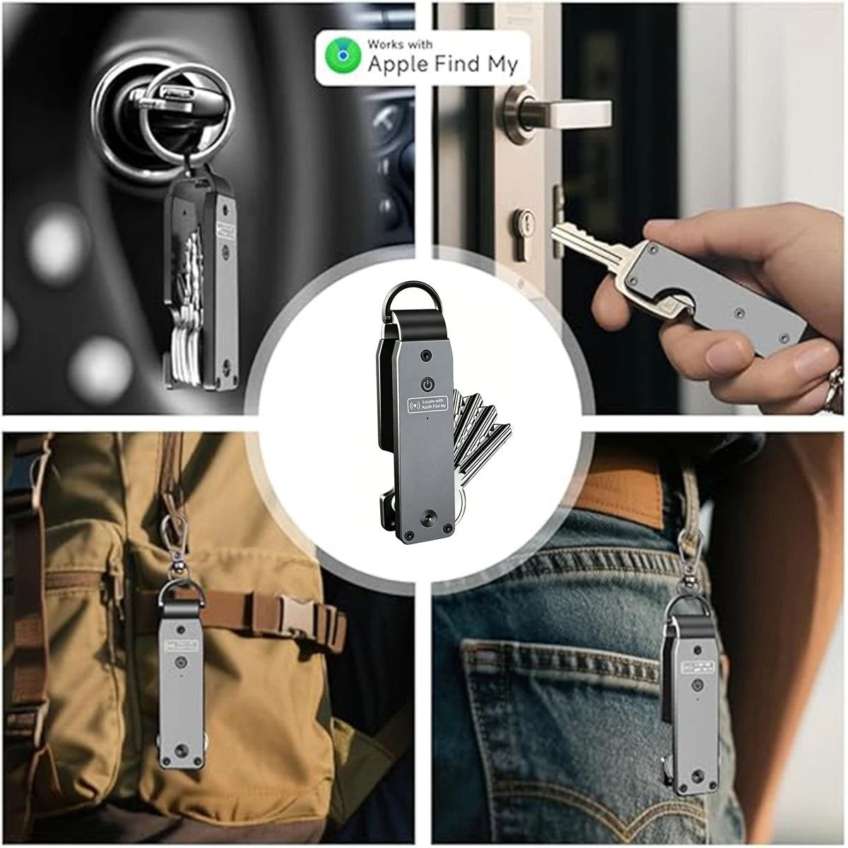Air Keychain Car Key Chains with GPS Tracker Key Finder Built-in Airtag Chips Works with Apple Find My iOS Only Key Organizer