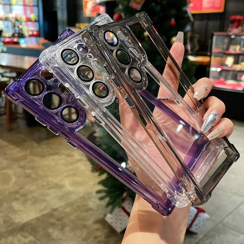 Luxury Transparent Case For Samsung Galaxy S26 S25 S24 S23 S22 Ultra Plus FE A16 Soft Bumper Lens Protector Clear Acrylic Cover