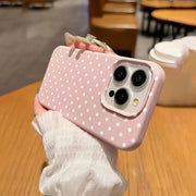 White Polka Dot Pattern Phone Case for Samsung S26 S25 S24 S23 S22 S21 S20 Note20 Ultra Plus A73 A55 5G Silicone Cover