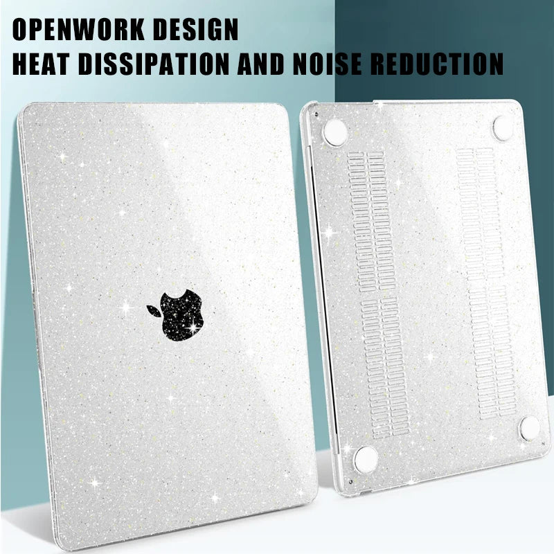 Case For MacBook Air 15 inch M5/M4/M3/M2 2026-2023, Sparkly Clear | Glitter Design for Mac Air 13.6-inch, Lightweight Hard Case