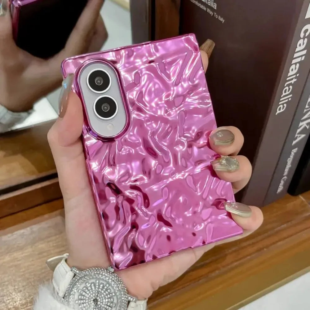 Luxury Plating Water Ripple Advanced Phone Cases for Samsung Galaxy Z Fold 8 Ultra 7 6 5 4 Fold8 Shockproor Ultra-thin PC Cover