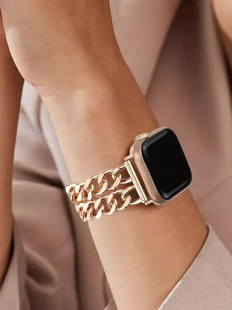 Link Bracelet for Apple Watch Band Ultra 2 49mm 40mm 44mm 41mm 45mm Metal Stainless steel IWatch Strap Series 9 8 7 SE 6 5 4 3