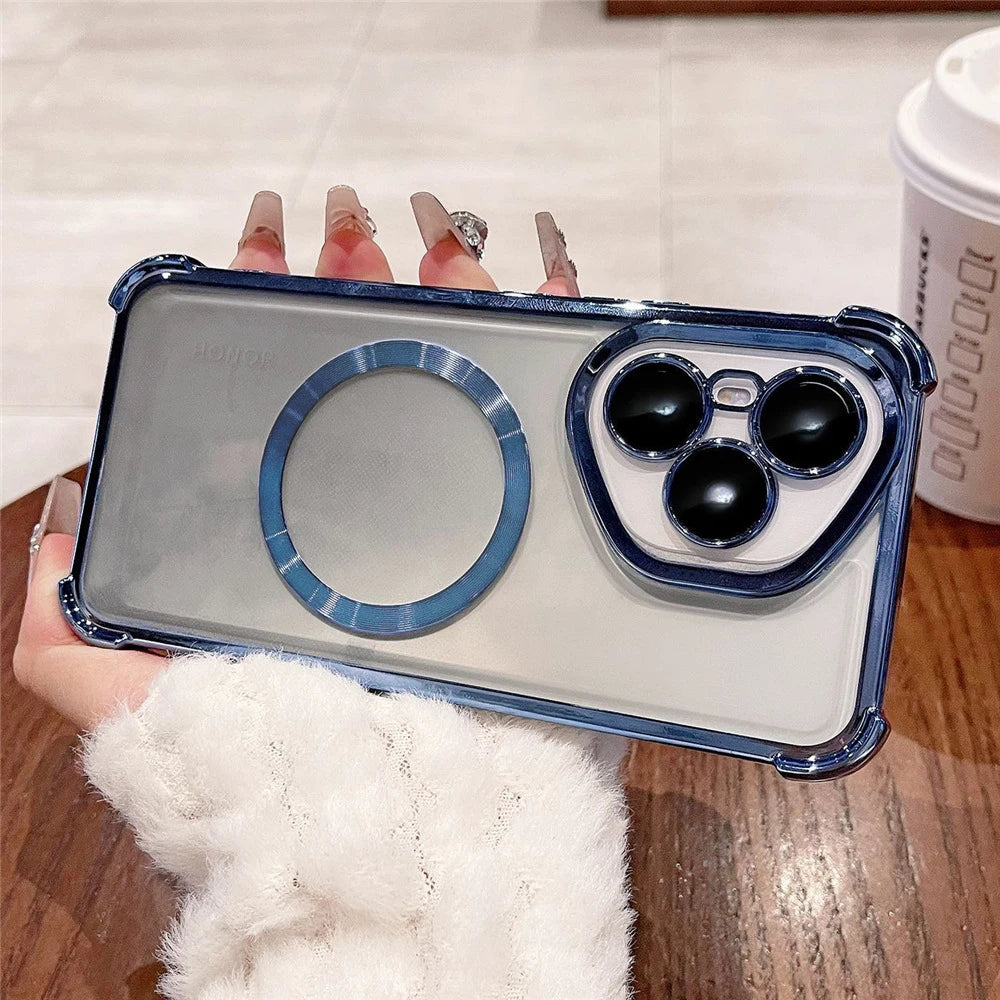 Luxury Plating Shockproof Clear Magnetic Phone Case For iPhone X XS Max XR 7 8 6 6S Plus SE 2020 Soft Silicon Cover Bumper Funda