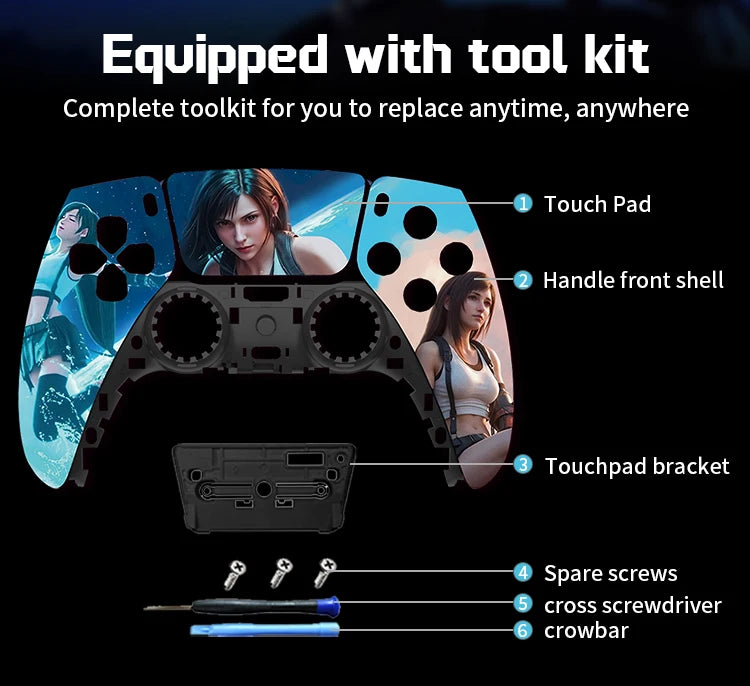 Redesigned and Replaced Front Shell Touchpad Compatible with PS5 Controller BDM-010, 020, 030, 040, 050 - Final Fantasy Pattern