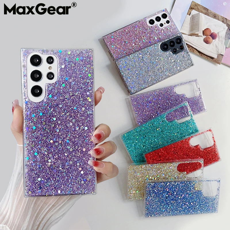 Shining Sequins Cases For Samsung Galaxy S25 S24 S23 S22 S21 S20 FE Plus Note 20 Ultra A13 A33 A53 A73 A22 A32 A42 A52 A72 Cover