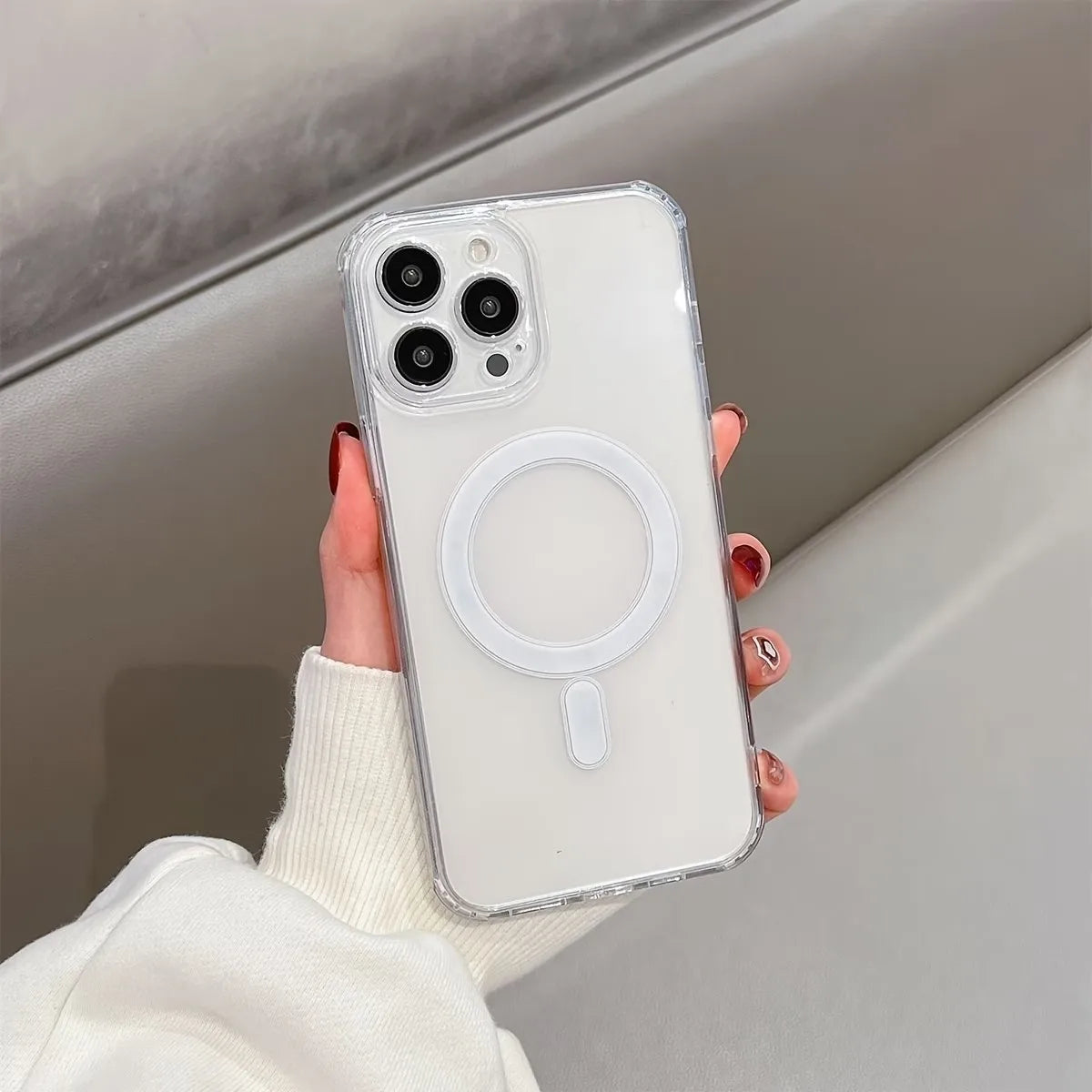 For Magesafe Magnetic Transparent Wireless Charge Case For iPhone 11 12 13 14 15 16 17 Pro Max Plus Mini Air Shockproof PC Cover