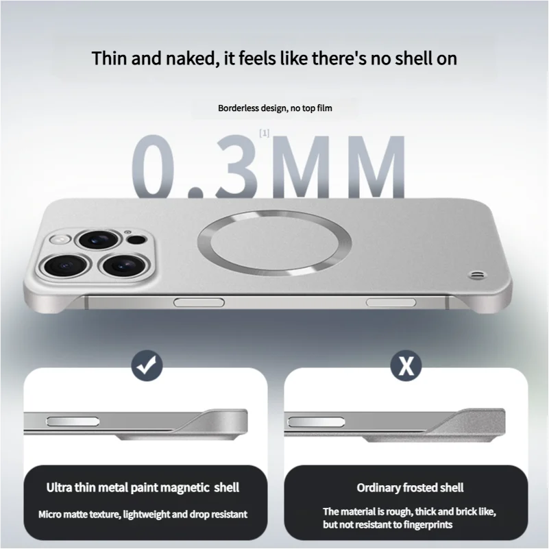 Ultra Thin Metallic Paint Magnetic For Magsafe Case For iPhone 17 Air 16 15 14 13 12 Pro Max Plus Frameless Cooling Hard Cover