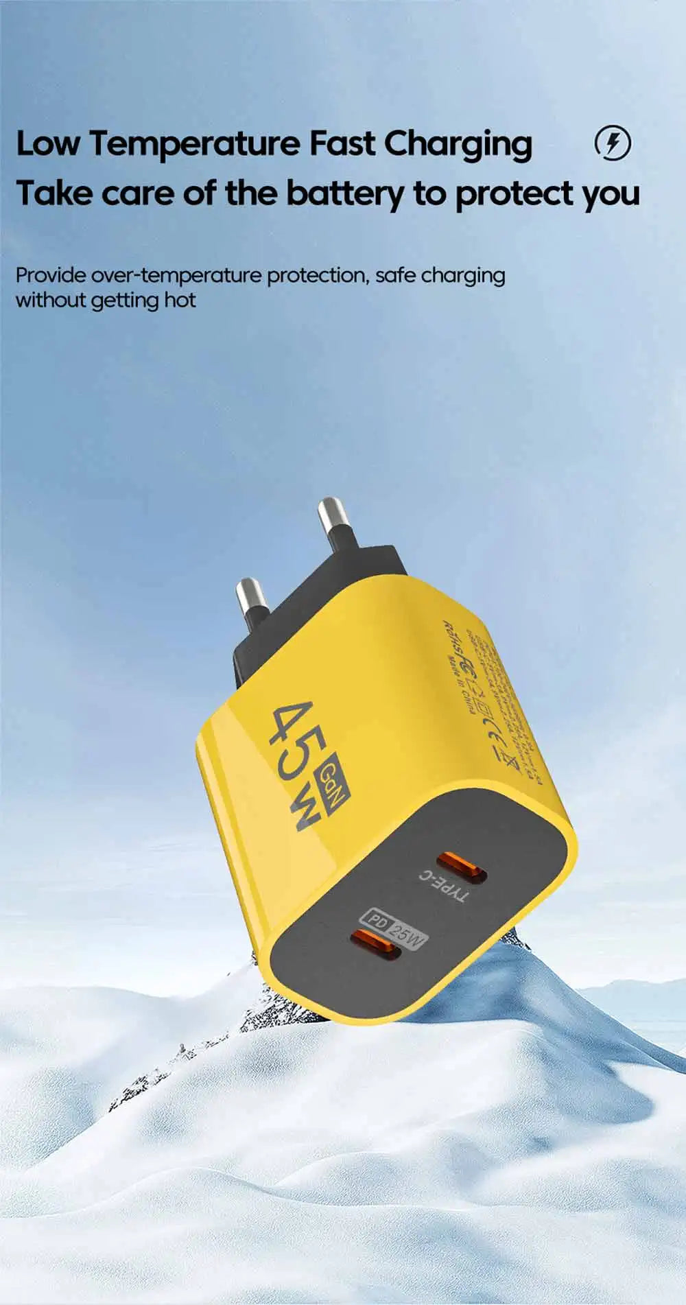 Olaf 45W Double USB C Phone GaN Charger Type C 2 Ports Phone Charger Wall Adapter Universal  For Huawei Samsung Xiaomi Iphone
