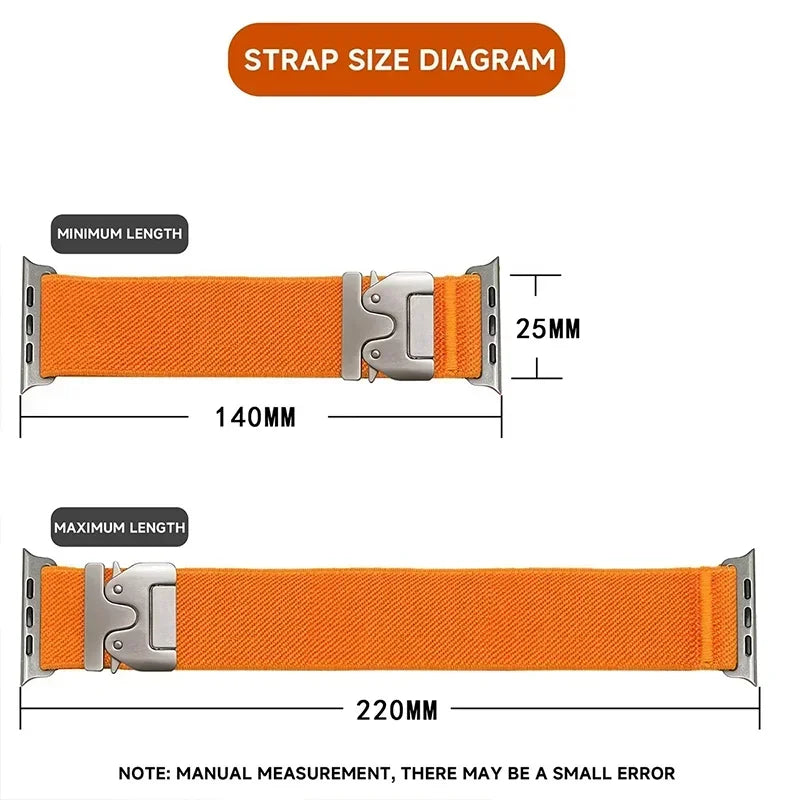 Elastic Nylon Strap for Apple Watch band Ultra 2 49mm 46-42-45mm 41-44mm parachute buckle Bracelet IWatch Series 10 9 8 7 6 SE
